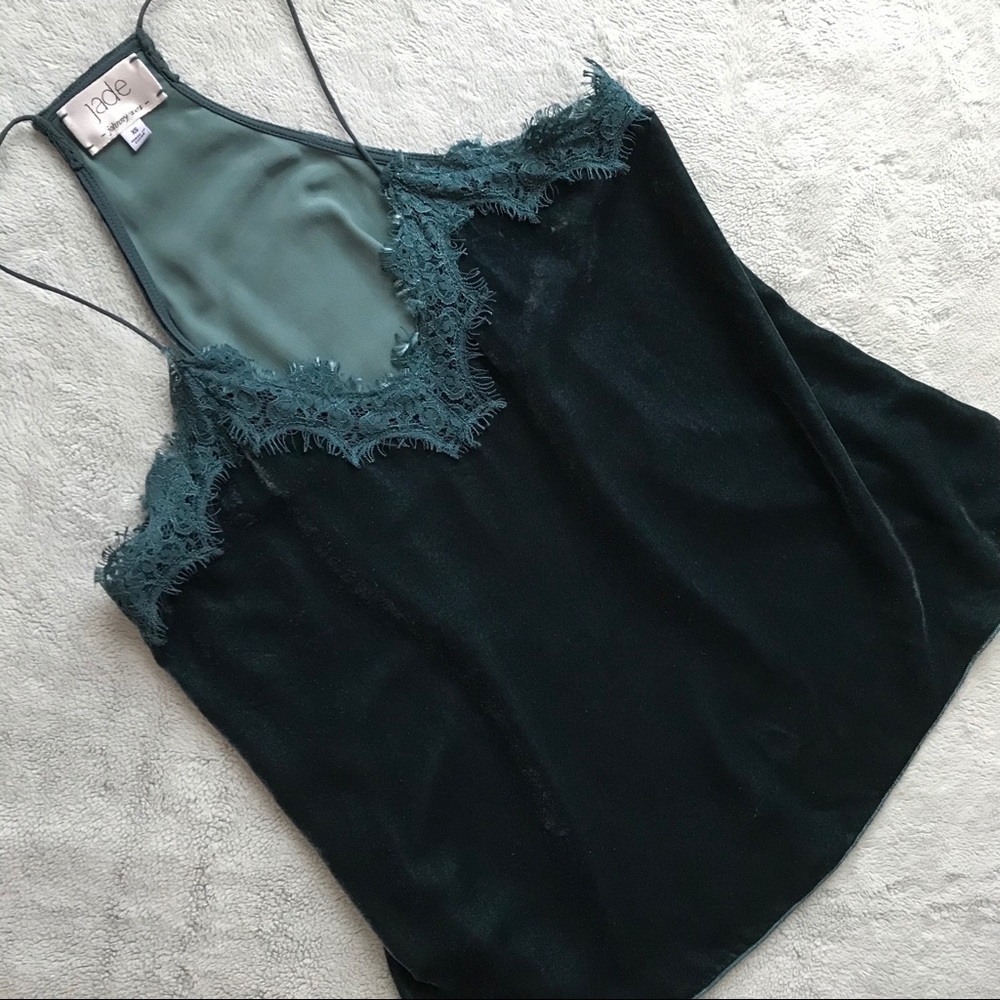 Johnny Was Jade Mark Velvet Lace Camisole XS Green